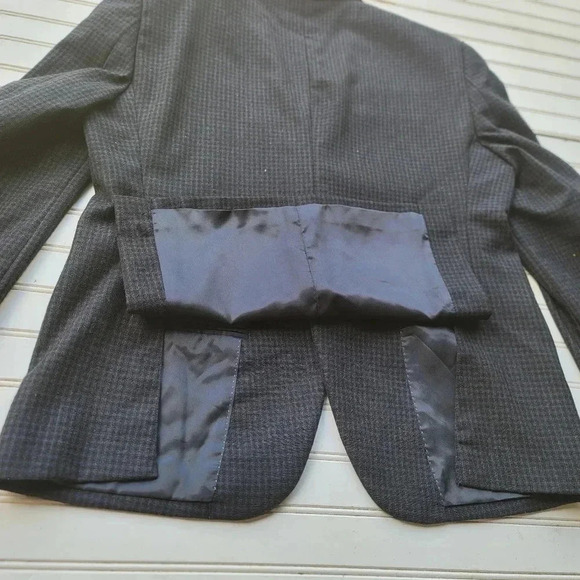 PRONTO UOMO Platinum Men Size 42S Blue Black Plaid 100% Wool Jacket Blazer Short - Picture 8 of 9